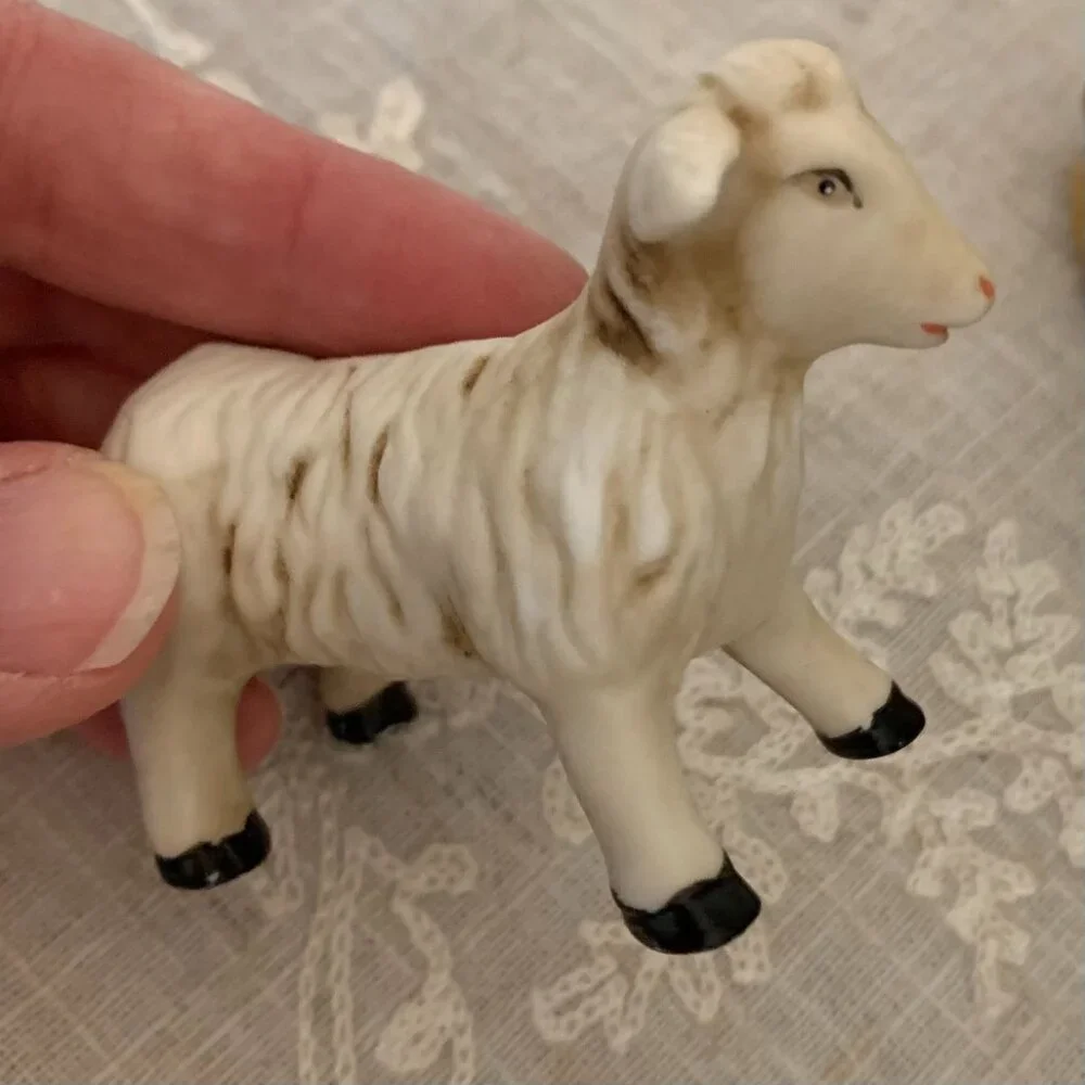 Beautiful Vintage Hand Painted Nativity Donkey and Lamb Replacement Pieces